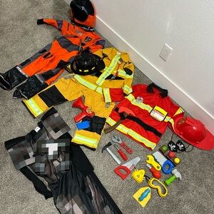 Kids Firefighter Costume Set - Red and Yellow